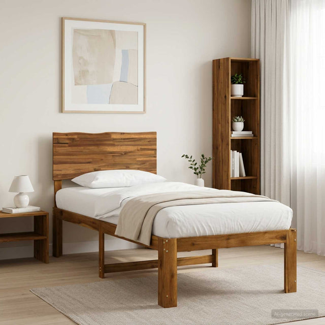 Vidaxl eenpersoonsbed met hoofdbord rostock naturel 75 x 190 cm