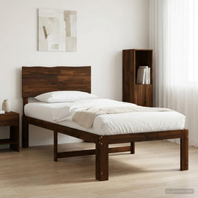 Vidaxl eenpersoonsbed met hoofdbord rostock donkerbruin 80 x 200 cm