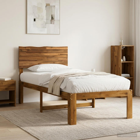 Vidaxl eenpersoonsbed met hoofdbord rostock naturel 80 x 200 cm