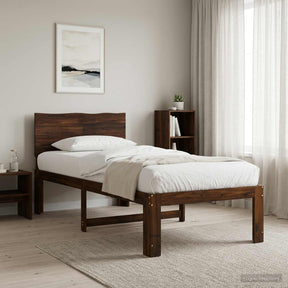 Vidaxl eenpersoonsbed met hoofdbord rostock donkerbruin 90 x 190 cm