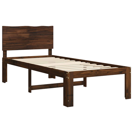 Vidaxl eenpersoonsbed met hoofdbord rostock donkerbruin 80 x 200 cm
