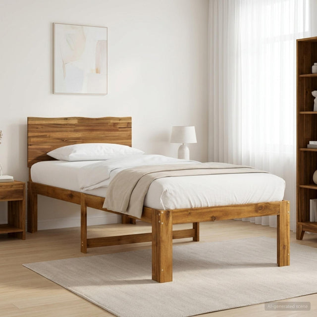 Vidaxl eenpersoonsbed met hoofdbord rostock naturel 90 x 190 cm