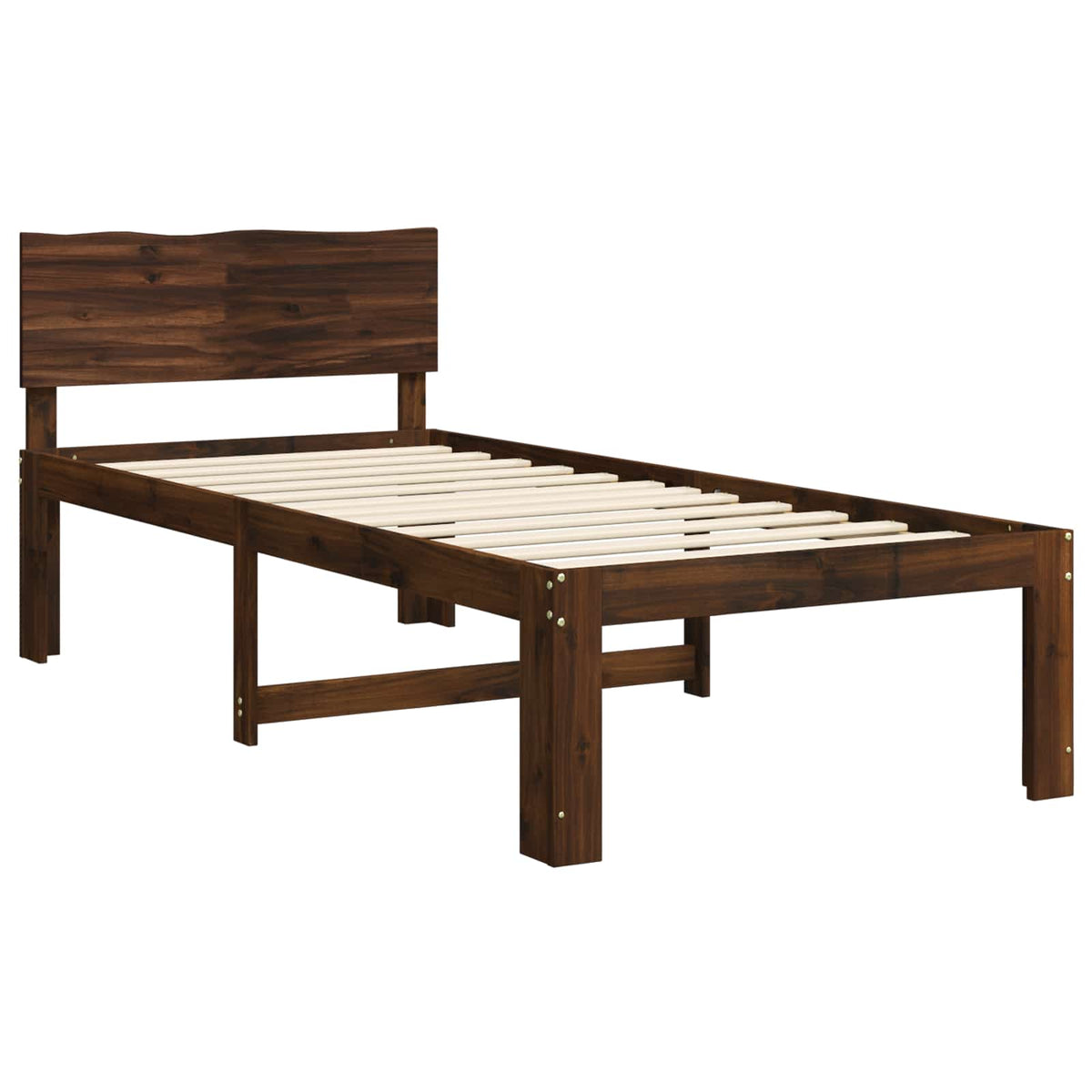 Vidaxl eenpersoonsbed met hoofdbord rostock donkerbruin 90 x 200 cm