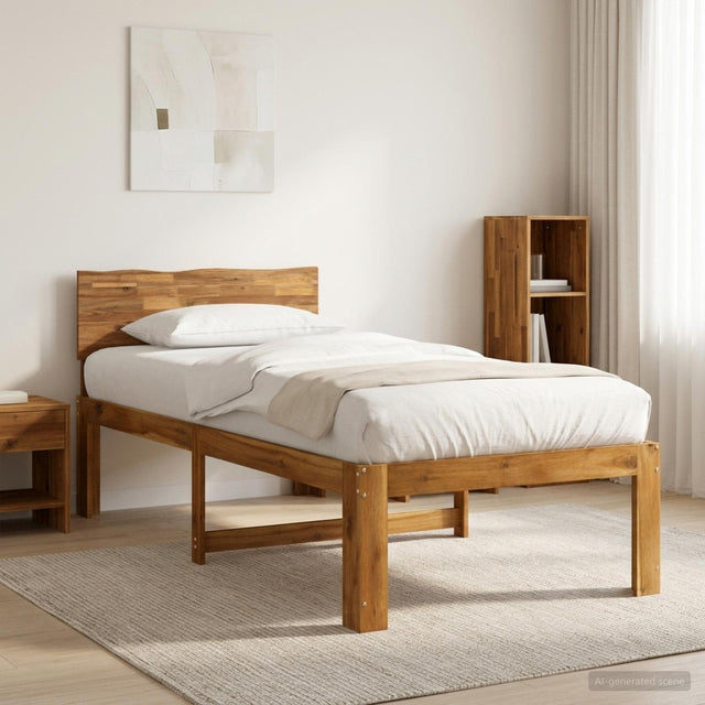 Vidaxl eenpersoonsbed met hoofdbord rostock naturel 100 x 200 cm
