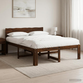 Vidaxl tweepersoonsbed met hoofdeinde rostock donkerbruin 120 x 200 cm