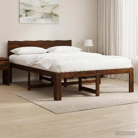 Vidaxl tweepersoonsbed met hoofdeinde rostock donkerbruin 140 x 200 cm