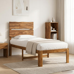 Vidaxl eenpersoonsbed met hoofdbord rostock naturel 90 x 200 cm