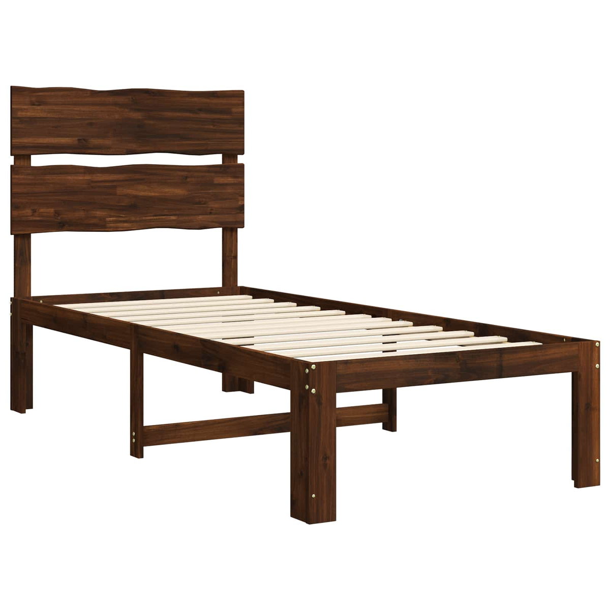 Vidaxl eenpersoonsbed met hoofdbord rostock donkerbruin 100 x 200 cm