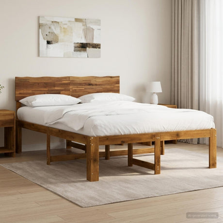 Vidaxl tweepersoonsbed met hoofdeinde rostock naturel 137 x 190 cm