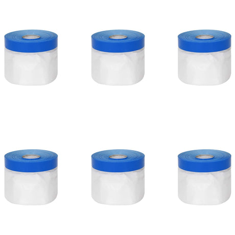 Vidaxl maskerende film met tape 6 st transparant en blauw 55 x 2000 cm