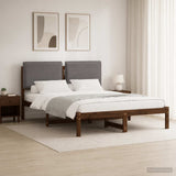 Vidaxl bedframe met gestoffeerd hoofdbord donkerbruin en lichtgrijs