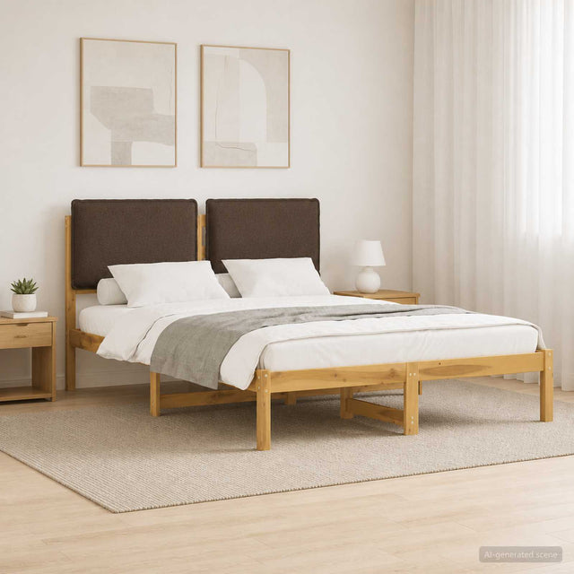 Vidaxl bedframe met gestoffeerd hoofdbord whitewash en taupe