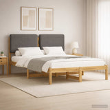 Vidaxl bedframe met gestoffeerd hoofdbord whitewash en lichtgrijs