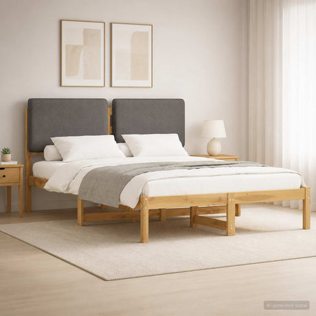 Vidaxl bedframe met gestoffeerd hoofdbord whitewash en lichtgrijs