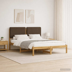 Vidaxl bedframe met gestoffeerd hoofdbord whitewash en taupe
