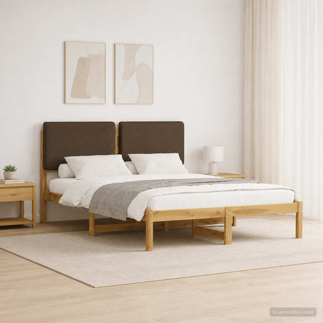 Vidaxl bedframe met gestoffeerd hoofdbord whitewash en taupe