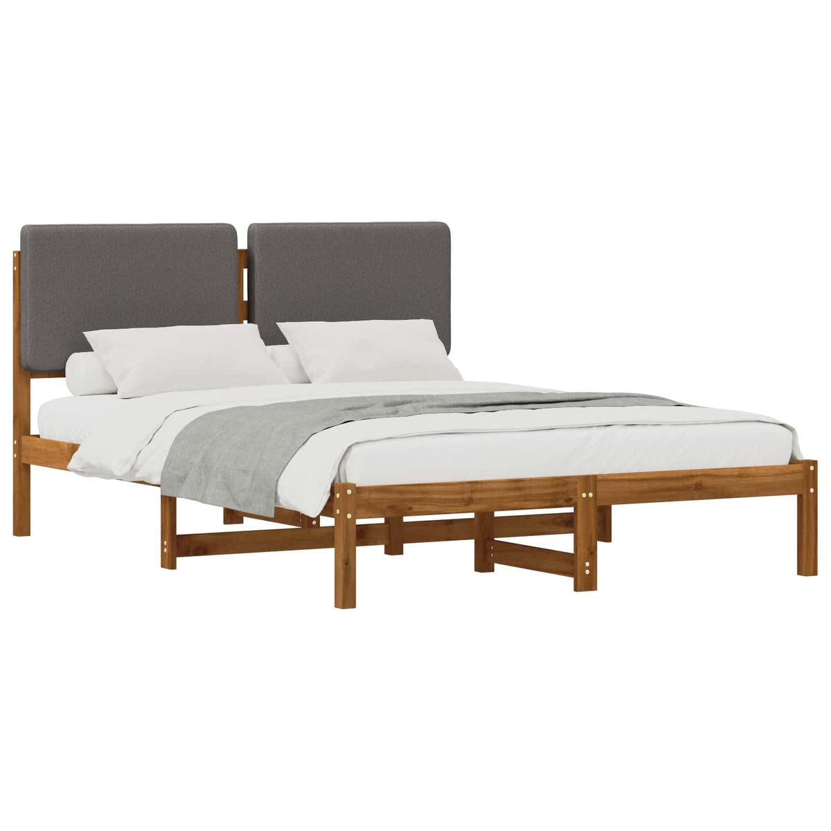 Vidaxl bedframe met gestoffeerd hoofdbord naturel en lichtgrijs