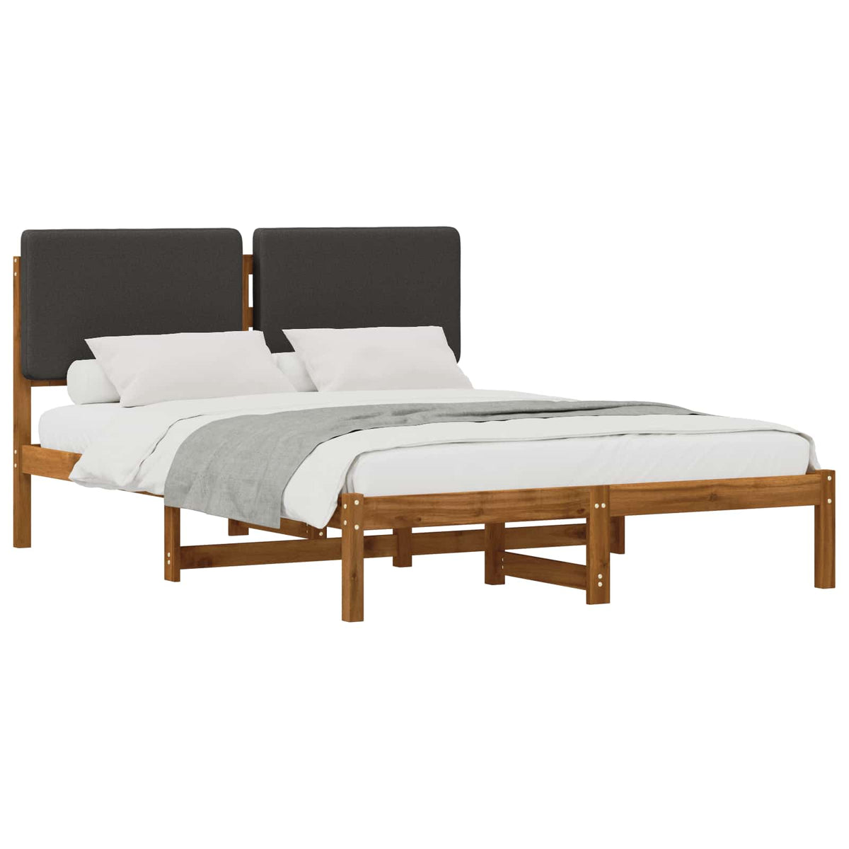 Vidaxl bedframe met gestoffeerd hoofdbord naturel en donkergrijs