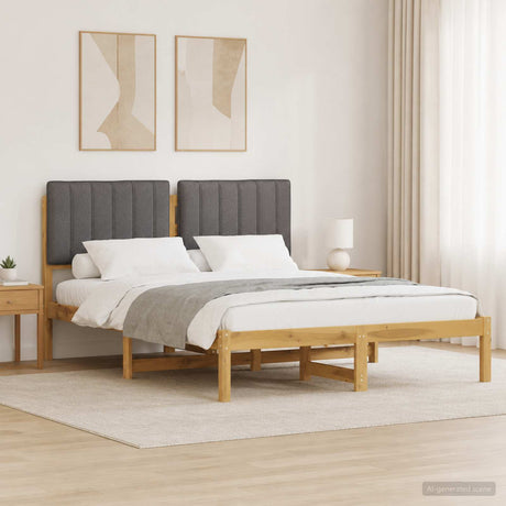 Vidaxl bedframe met gestoffeerd hoofdbord whitewash en lichtgrijs
