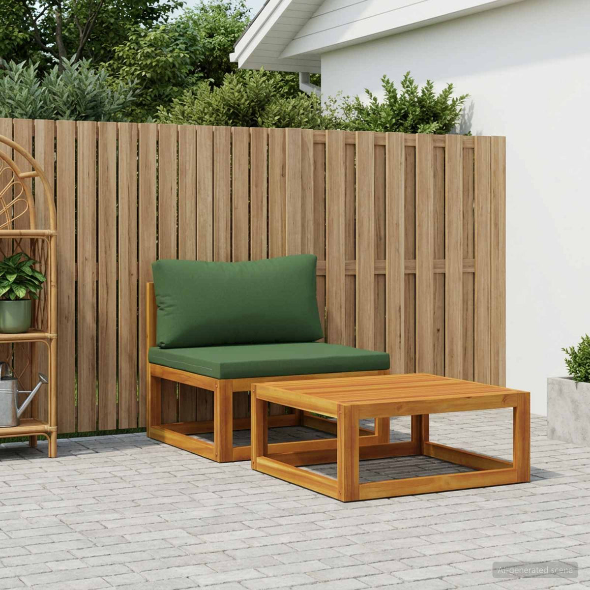 Vidaxl modulaire bankset met kussens 2 st massief acaciahout naturel