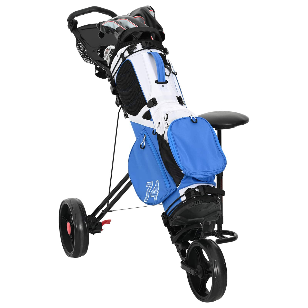 Vidaxl golf trolley met zitplaats zwart 95 x 69 x 114 cm ijzer