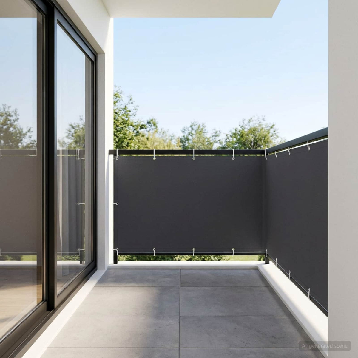 Vidaxl balkon privacy scherm 150 x 200 cm stof met pu-coating zwart