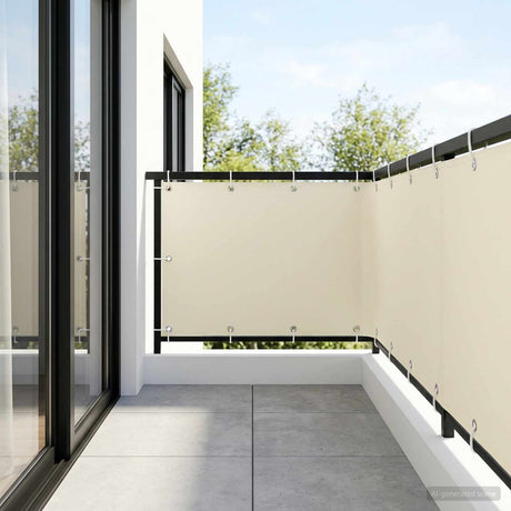 Vidaxl balkonscherm 1,2 x 15 m stof met pu-coating crèmekleurig