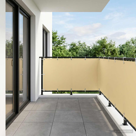 Vidaxl balkonscherm 1,2 x 25 m stof met pu-coating beige
