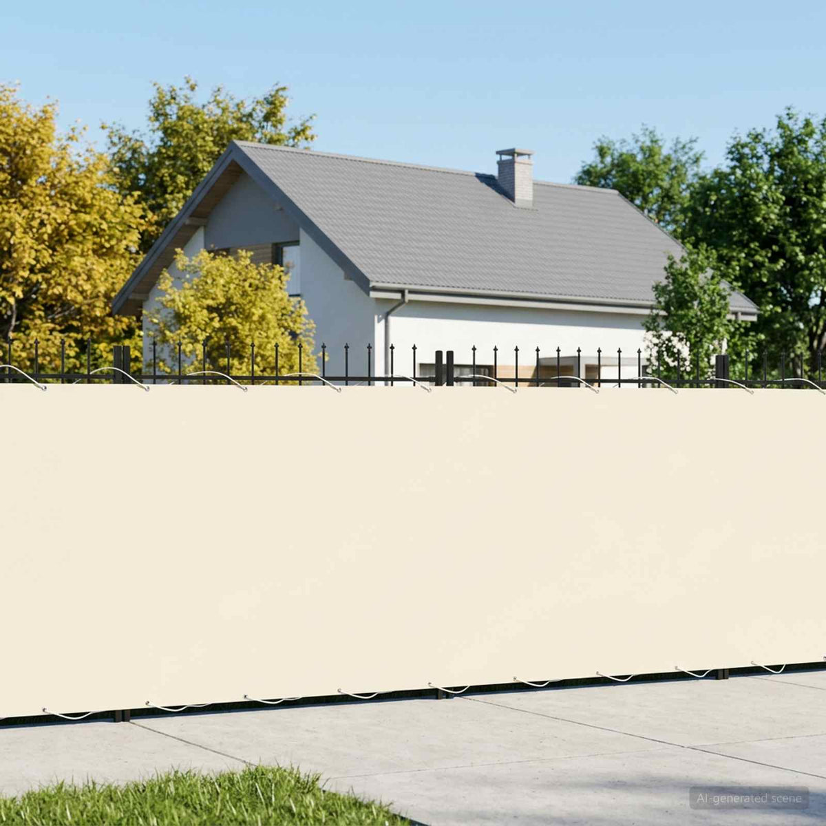 Vidaxl balkonscherm 1,8 x 15 m stof met pu-coating crèmekleurig