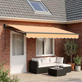 Vidaxl uitschuifbare luifel zand 4,5 × 3 m 100% polyester en aluminium