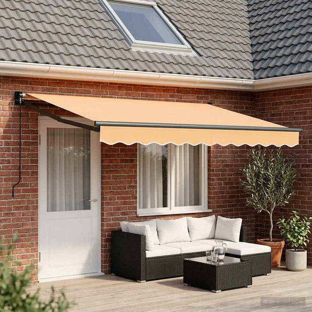 Vidaxl uitschuifbare luifel zand 4,5 × 3 m 100% polyester en aluminium