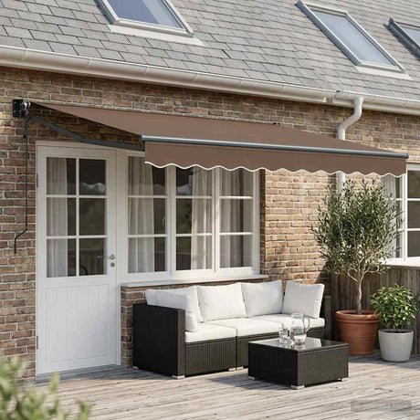 Vidaxl uitschuifbare luifel taupe 4 × 3 m polyester en metaal