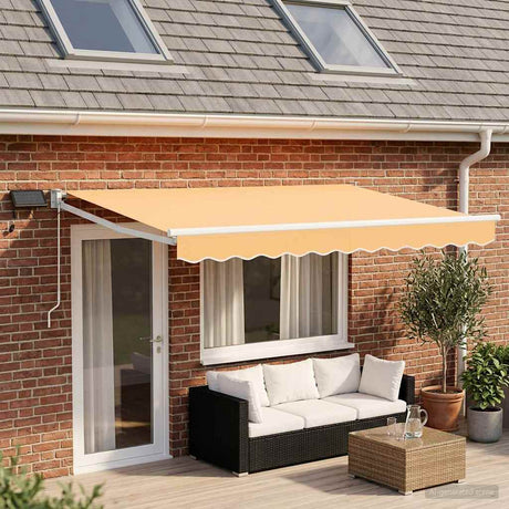 Vidaxl handbediende luifel met led's zand 100% polyester en aluminium
