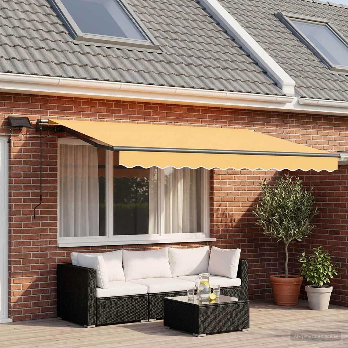Vidaxl uitschuifbare luifel zand 300 x 250 cm stof en aluminium