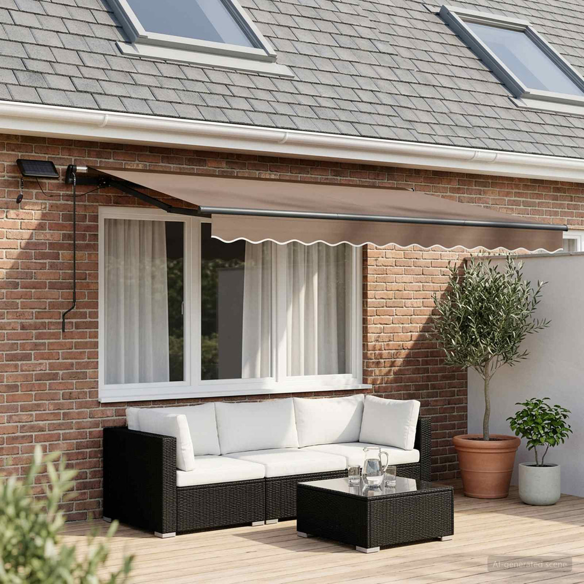 Vidaxl uitschuifbare luifel taupe 300 x 250 cm stof en aluminium
