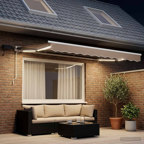 Vidaxl handmatige luifelhouder met led's taupe 3 x 2,5 m