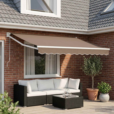 Vidaxl uitschuifbare luifel taupe 3,5 x 2,5 m polyester en metaal