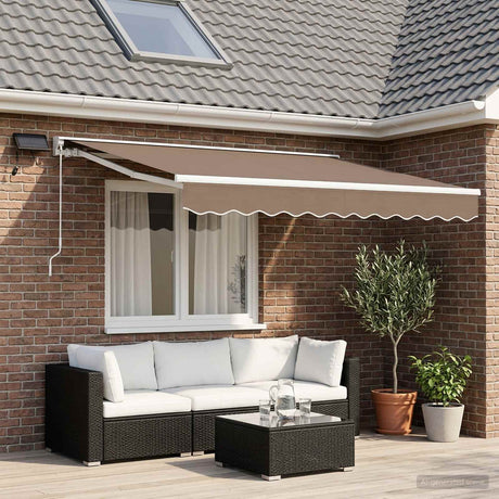 Vidaxl handmatige luifelhouder met led's taupe 3,5 x 2,5 m