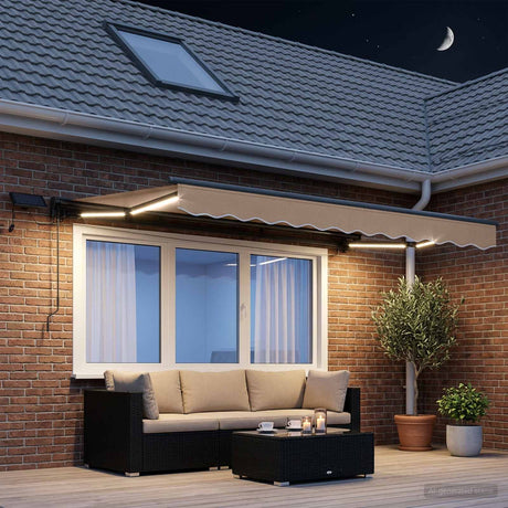 Vidaxl handmatige luifelhouder met led's taupe 3,5 x 2,5 m
