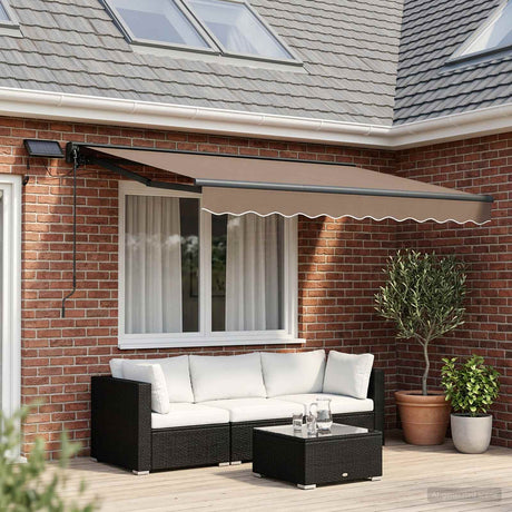 Vidaxl handmatige luifelhouder met led's taupe 3,5 x 2,5 m