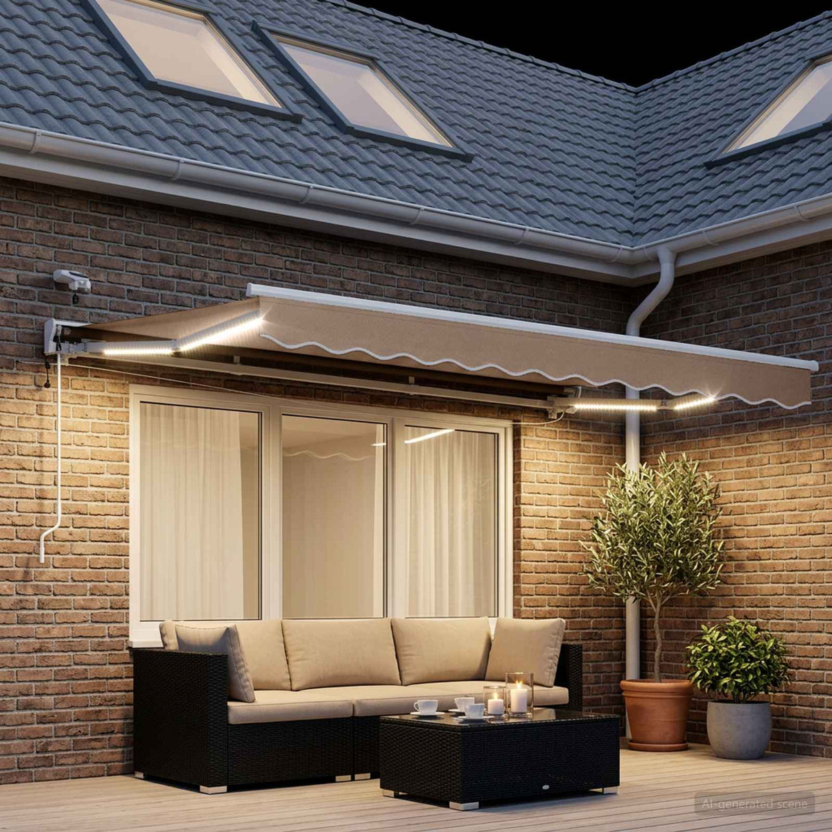 Vidaxl elektrisch uittrekbaar zonnescherm taupe 3,5 x 2,5 m