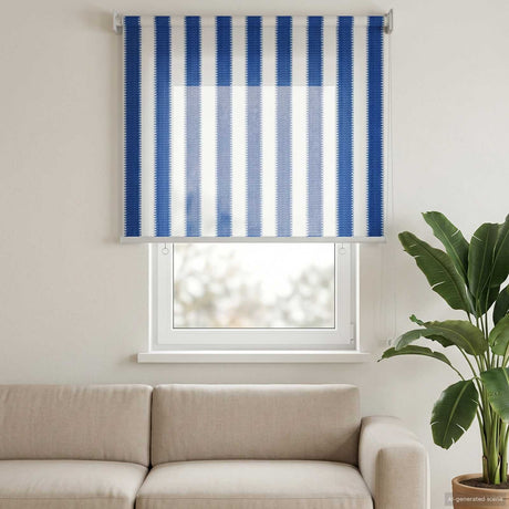 Vidaxl buitenrolgordijn 90% uv-blok blauw en witte streep 80 x 140 cm