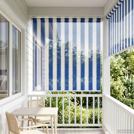 Vidaxl buitenrolgordijn 90% uv-blok blauw en witte streep 100 x 140 cm