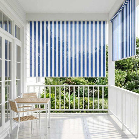 Vidaxl buitenrolgordijn 90% uv-blok blauw en witte streep 160 x 140 cm