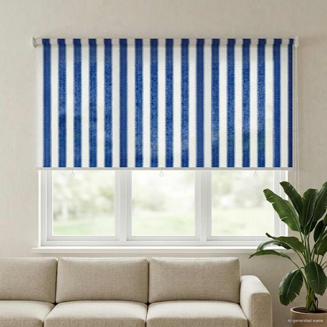 Vidaxl buitenrolgordijn 90% uv-blok blauw en witte streep 180 x 140 cm