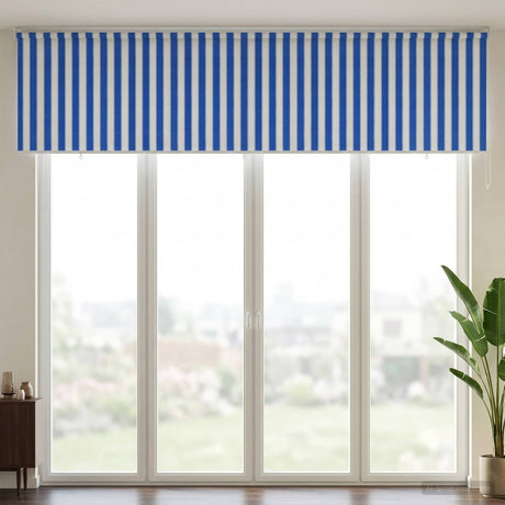 Vidaxl buitenrolgordijn 90% uv-blok blauw en witte streep 240 x 140 cm