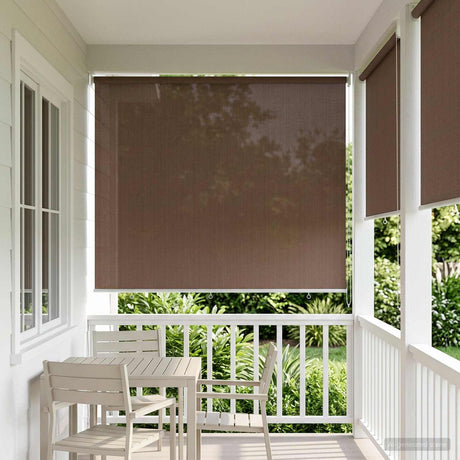 Vidaxl buitenrolgordijn 90% uv-blok taupe 220 x 140 cm hdpe