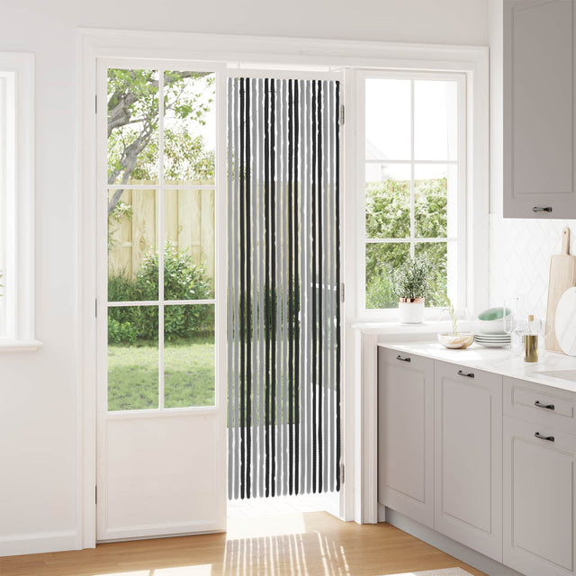 Vidaxl insecten gordijn chenille grijs en zwart 56 x 200 cm 100% pp