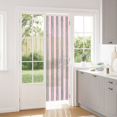Vidaxl insecten gordijn chenille zilvergrijs en roze 56 x 200 cm