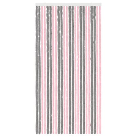 Vidaxl insecten gordijn chenille zilvergrijs en roze 100 x 200 cm
